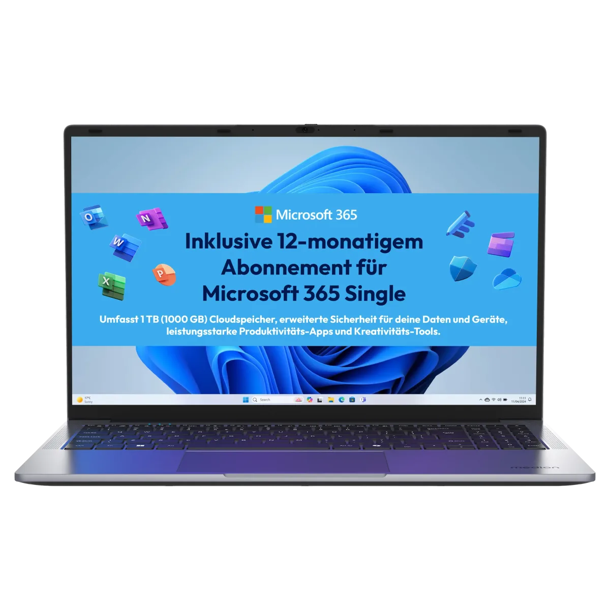 1&1 250Mbit + Medion Notebook